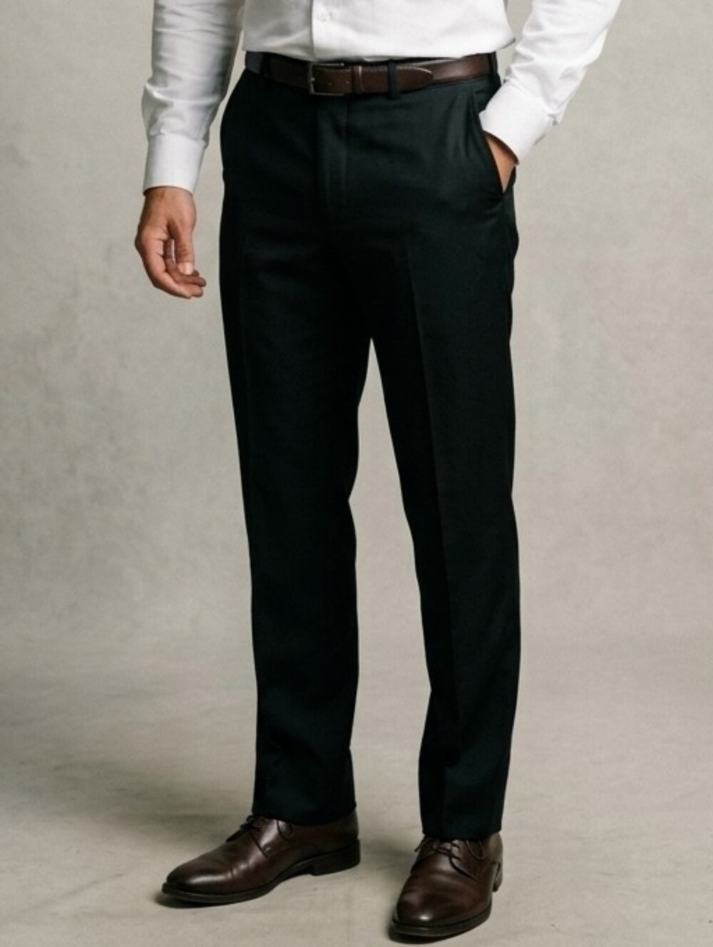 David Jones Black Flat-Front Dress Pants Classic Collection Tapered Size 36